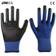 Blue Nylon Black Nitrile Industrial Safety Gloves (NS008)